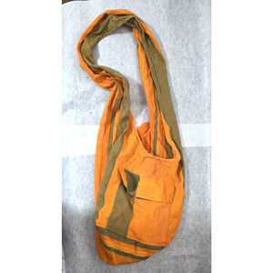 Chhota Hippie Boho Sling Bag Vibrant Orange & Olive Crossbody Artisan Made India